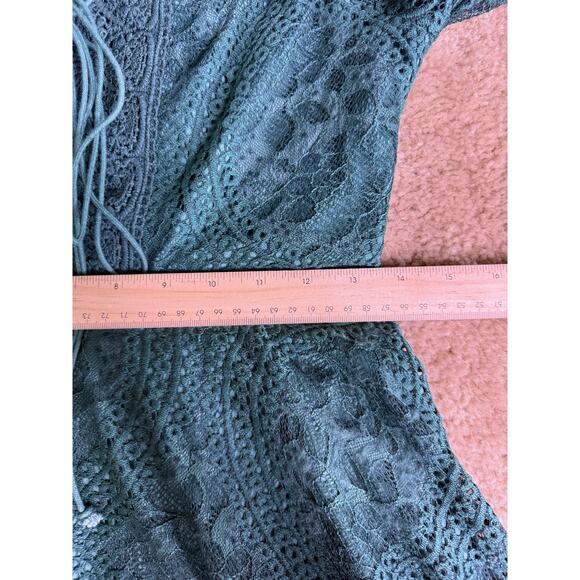 Double Crazy Dress Women Size Small Green Fit and Flare Mini Crotchet Tie E277 - Picture 10 of 12